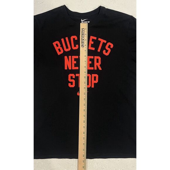 Nike Dri Fit Athletic Cut Buckets Never Stop Mens Large Short Sleeve Black Shirt - Picture 8 of 9